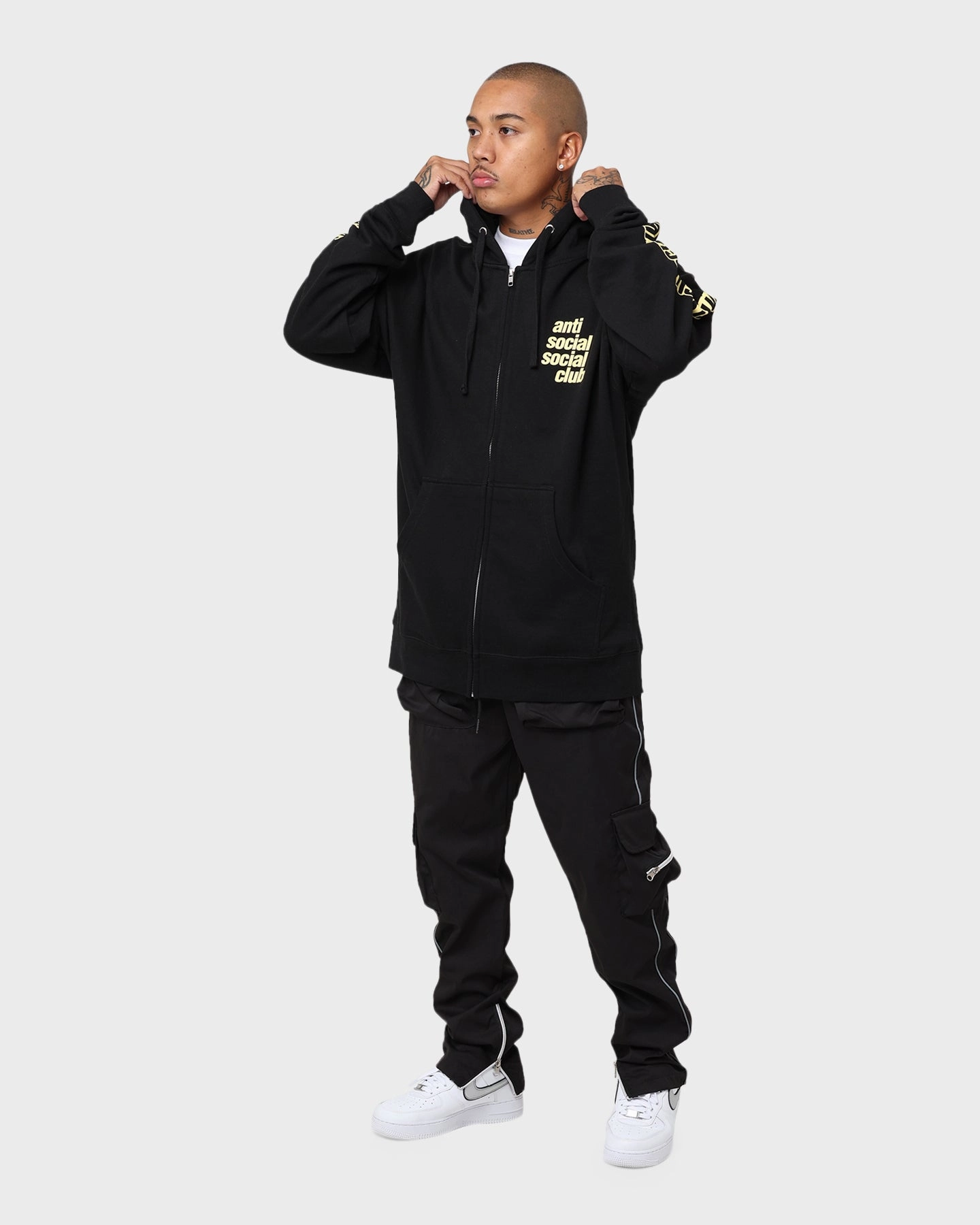 Anti Social Social Club Split Zip Hoodie Black