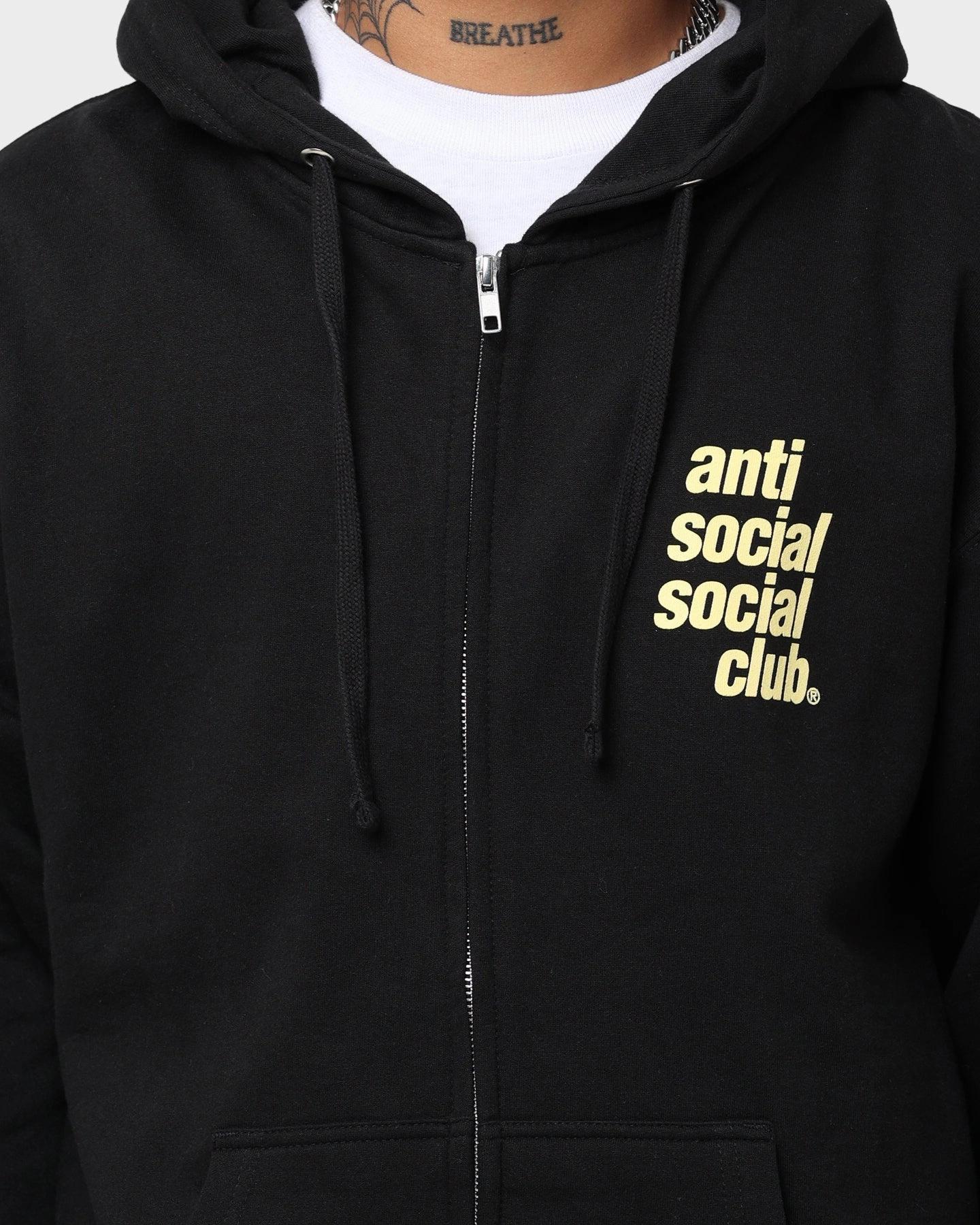 Anti Social Social Club Split Zip Hoodie Black