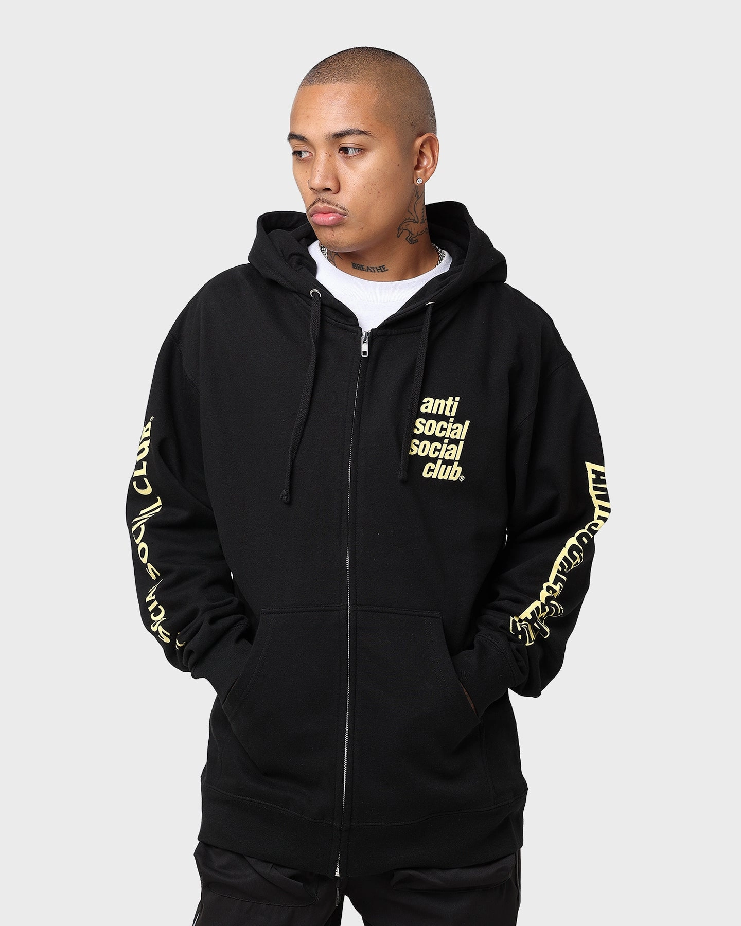 Anti Social Social Club Split Zip Hoodie Black