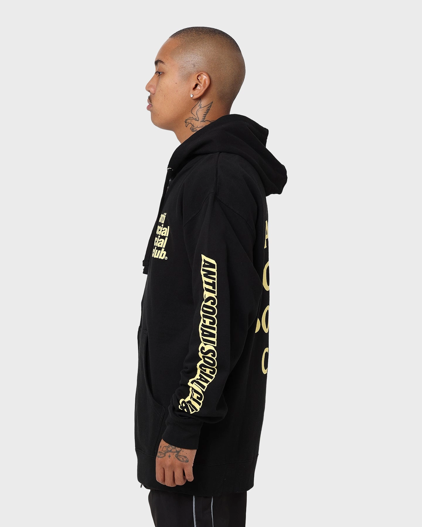 Anti Social Social Club Split Zip Hoodie Black