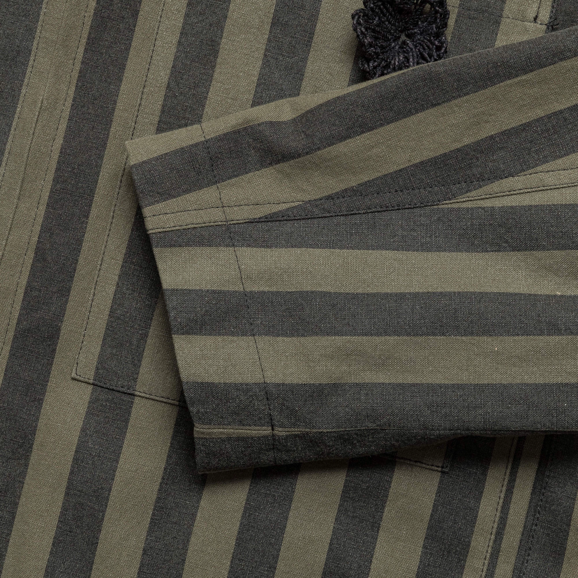 Daisy Crop Patch Pocket Jacket - Black/Green Wide Canvas Stripe