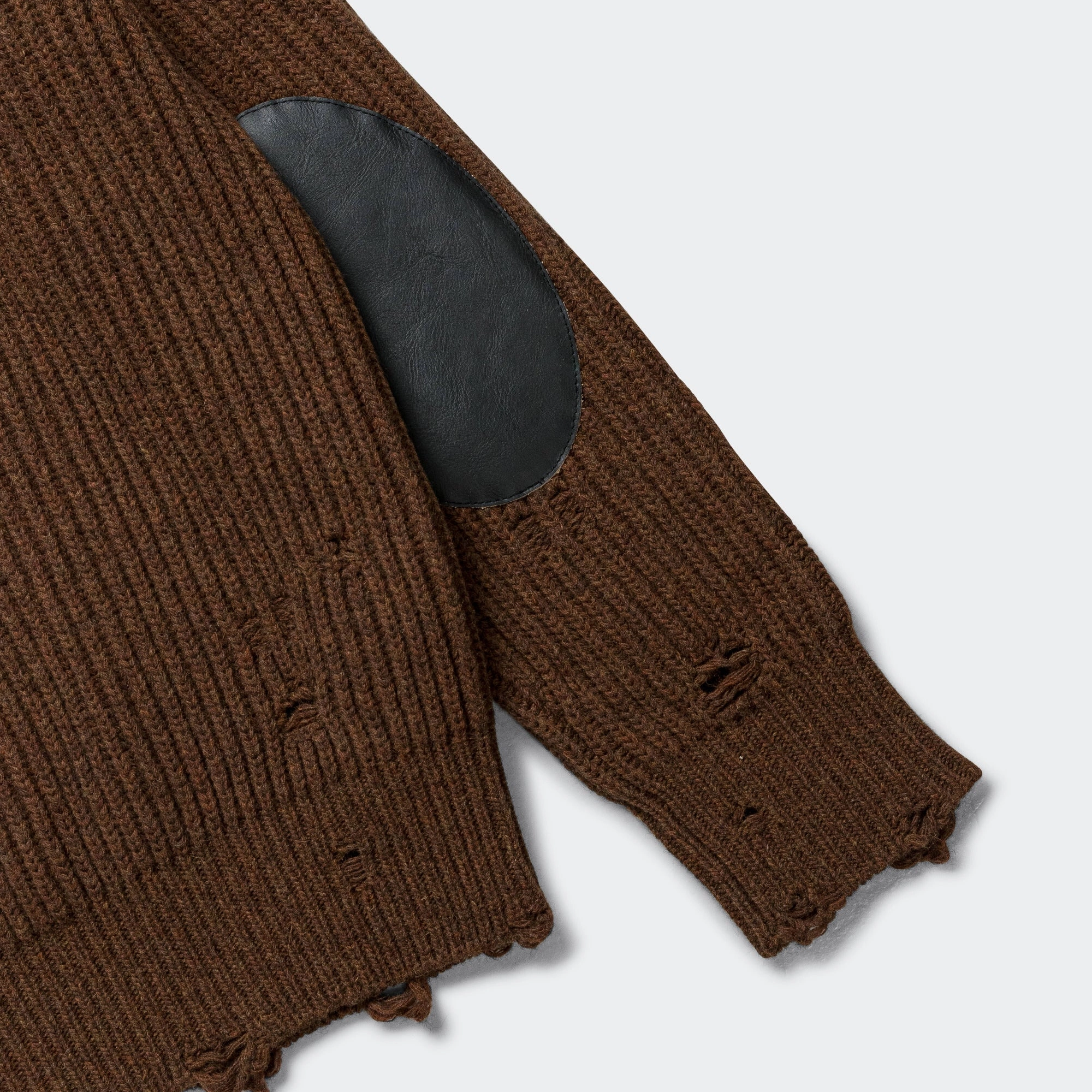 Distressed Zip-Up Knit - Beige Melange
