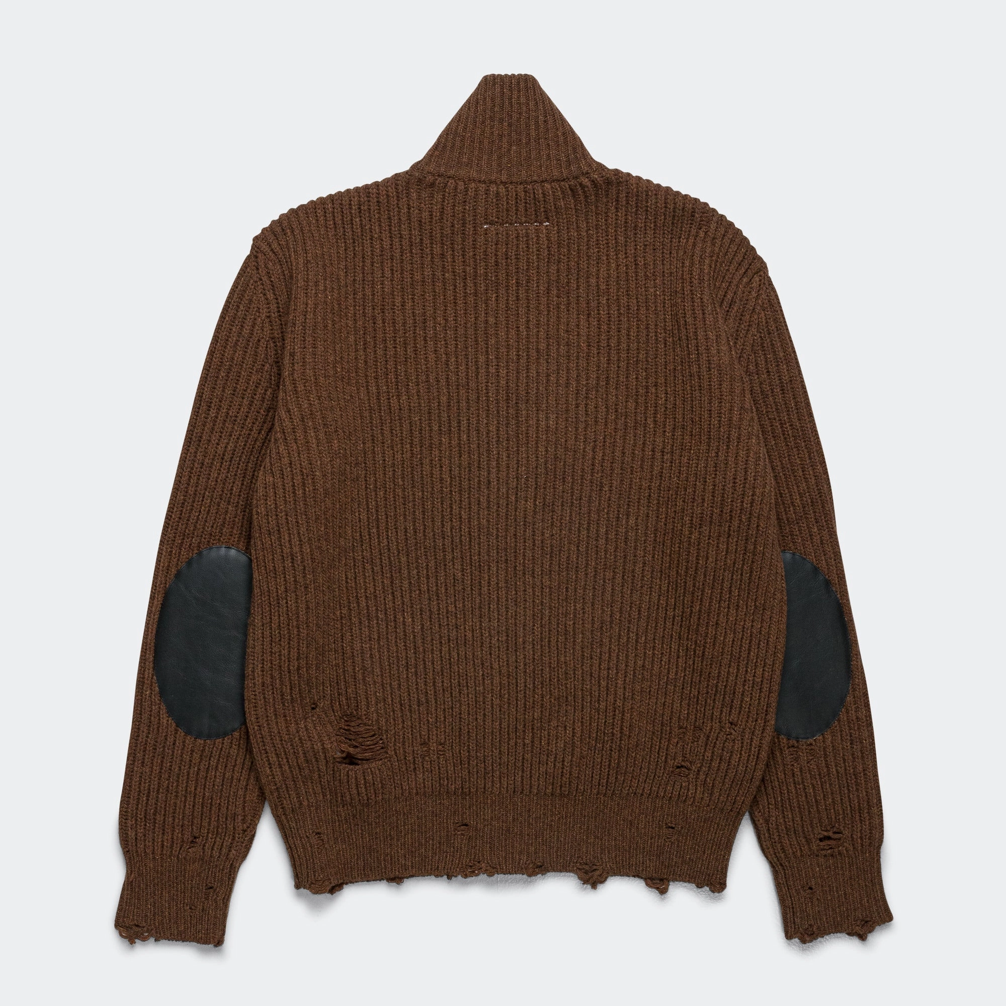 Distressed Zip-Up Knit - Beige Melange