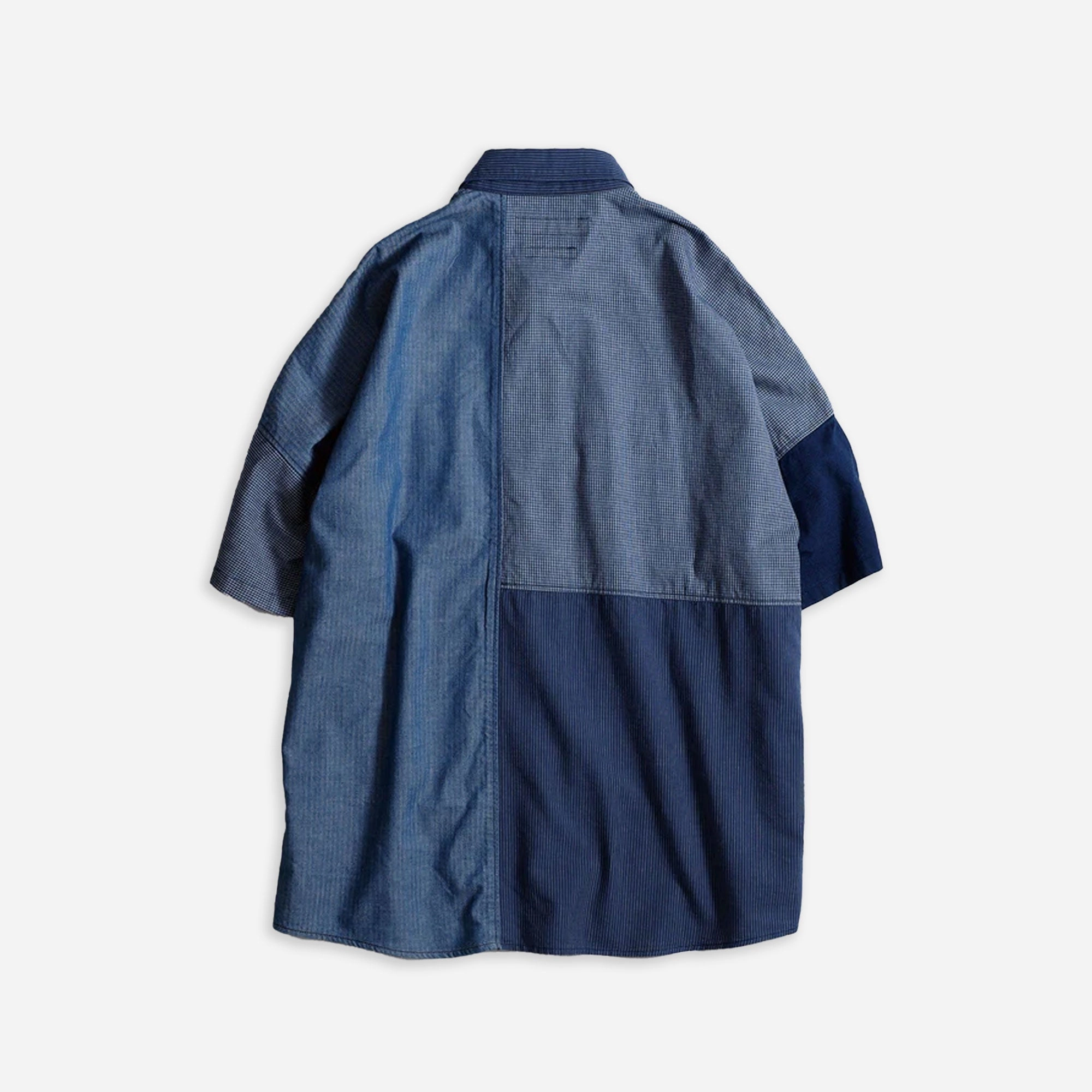 FDMTL | PATCHWORK S/S SHIRT RINSE  { INDIGO