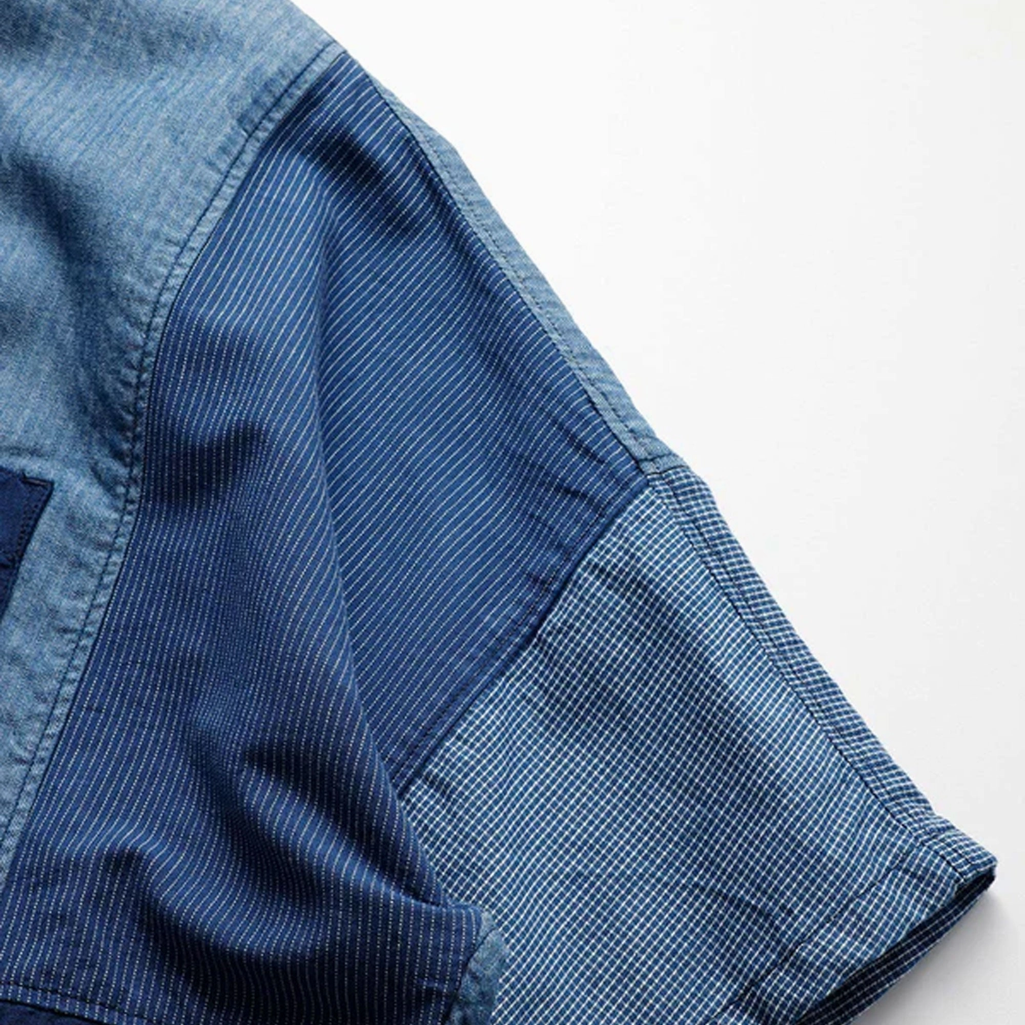 FDMTL | PATCHWORK S/S SHIRT RINSE  { INDIGO