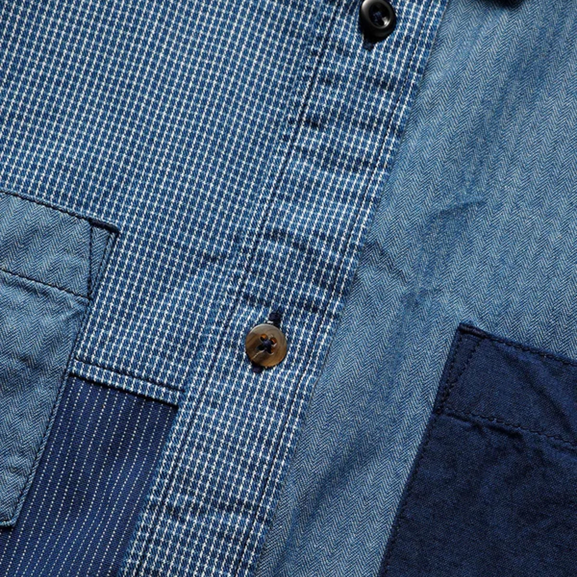 FDMTL | PATCHWORK S/S SHIRT RINSE  { INDIGO