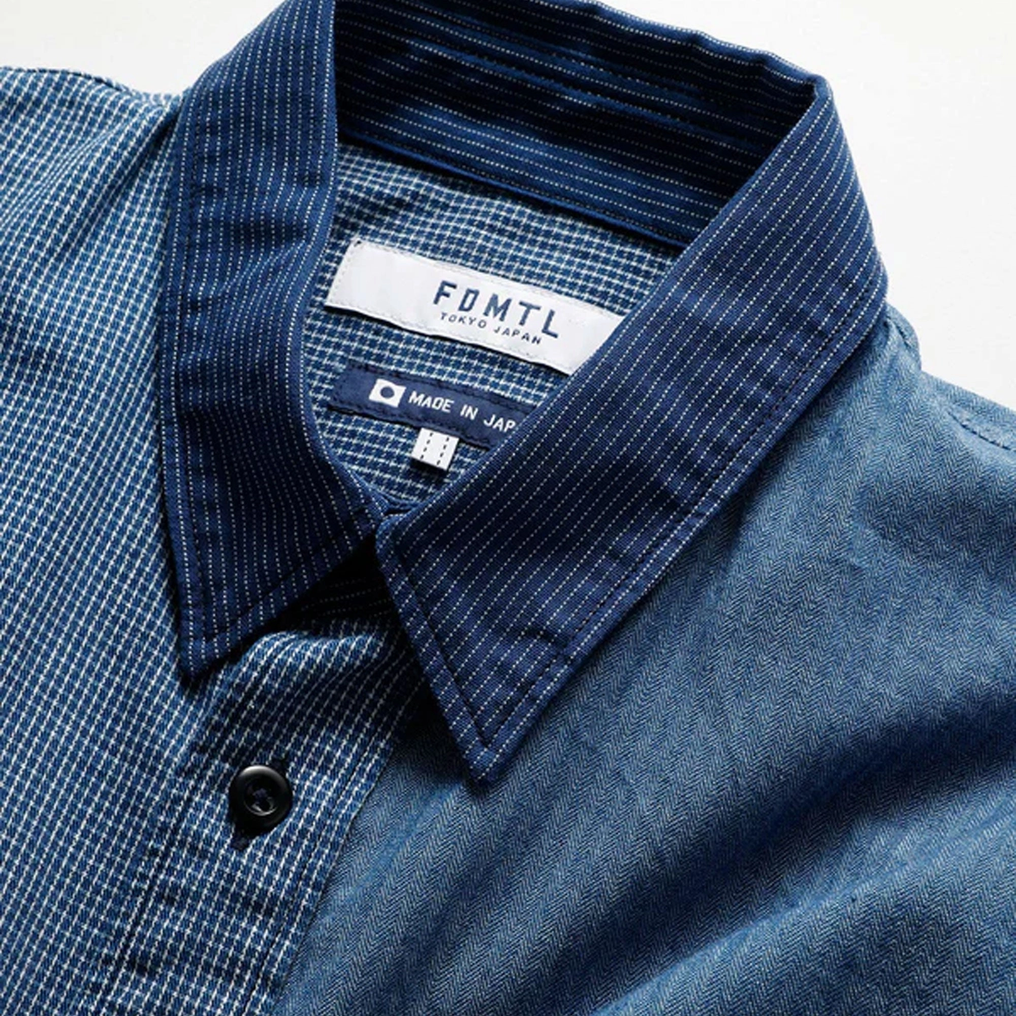 FDMTL | PATCHWORK S/S SHIRT RINSE  { INDIGO