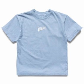 Kids Politics Script Tee - Clear Blue