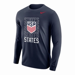 Men's Nike USMNT Repeat States Long Sleeve Navy Tee