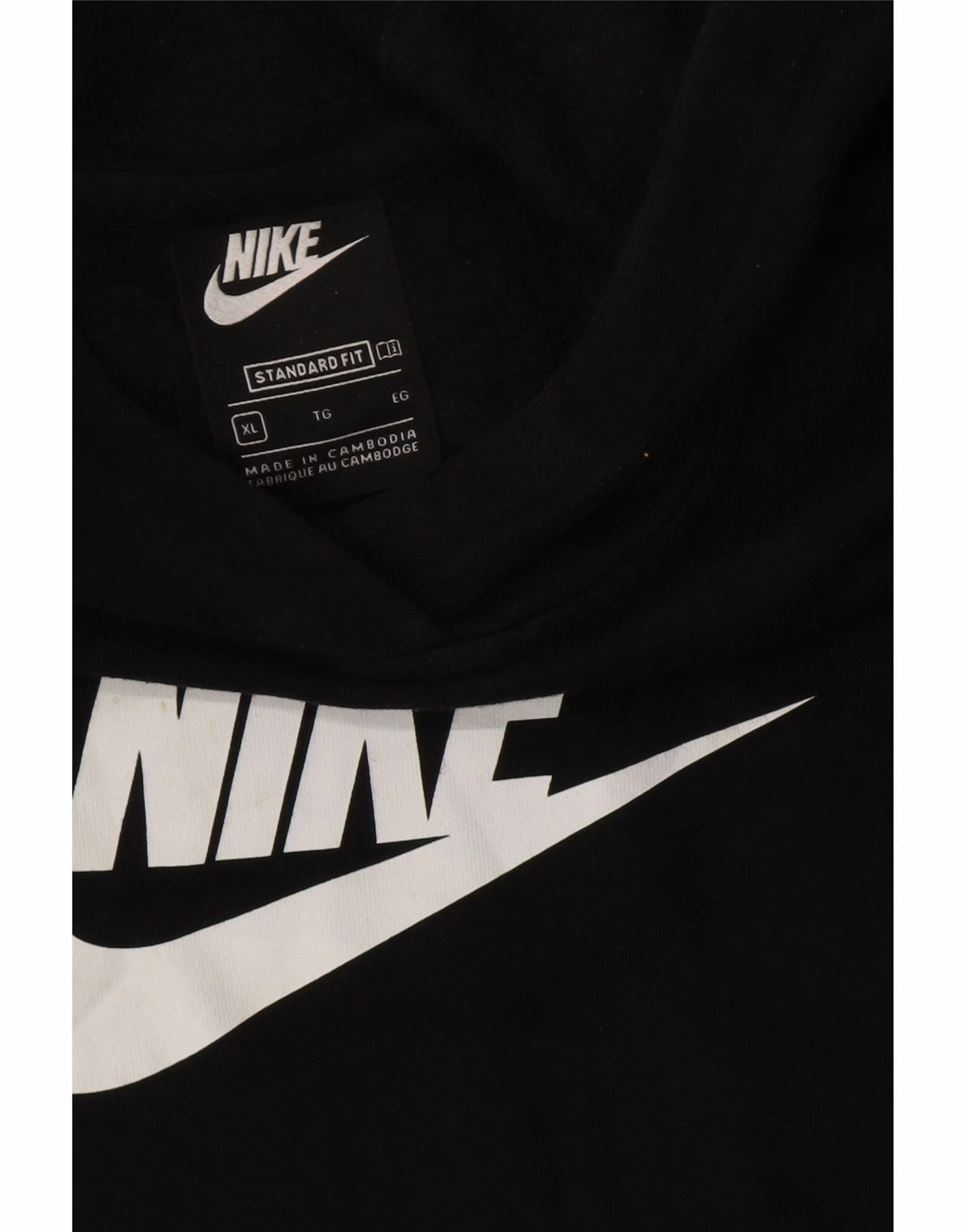 NIKE Boys Standard Fit Graphic Hoodie Jumper 13-14 Years XL Black Cotton