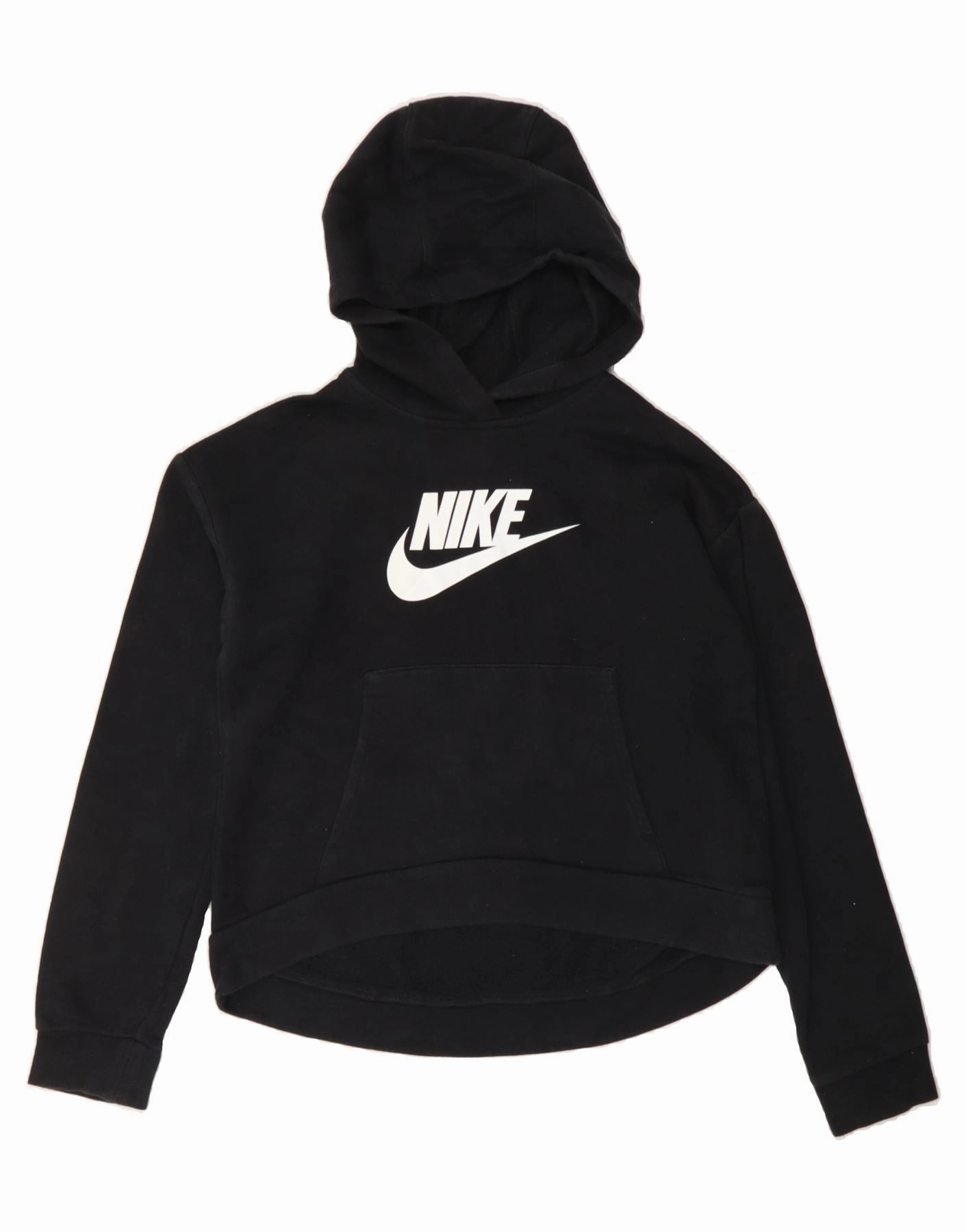 NIKE Boys Standard Fit Graphic Hoodie Jumper 13-14 Years XL Black Cotton