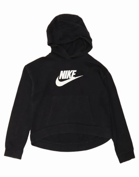 NIKE Boys Standard Fit Graphic Hoodie Jumper 13-14 Years XL Black Cotton