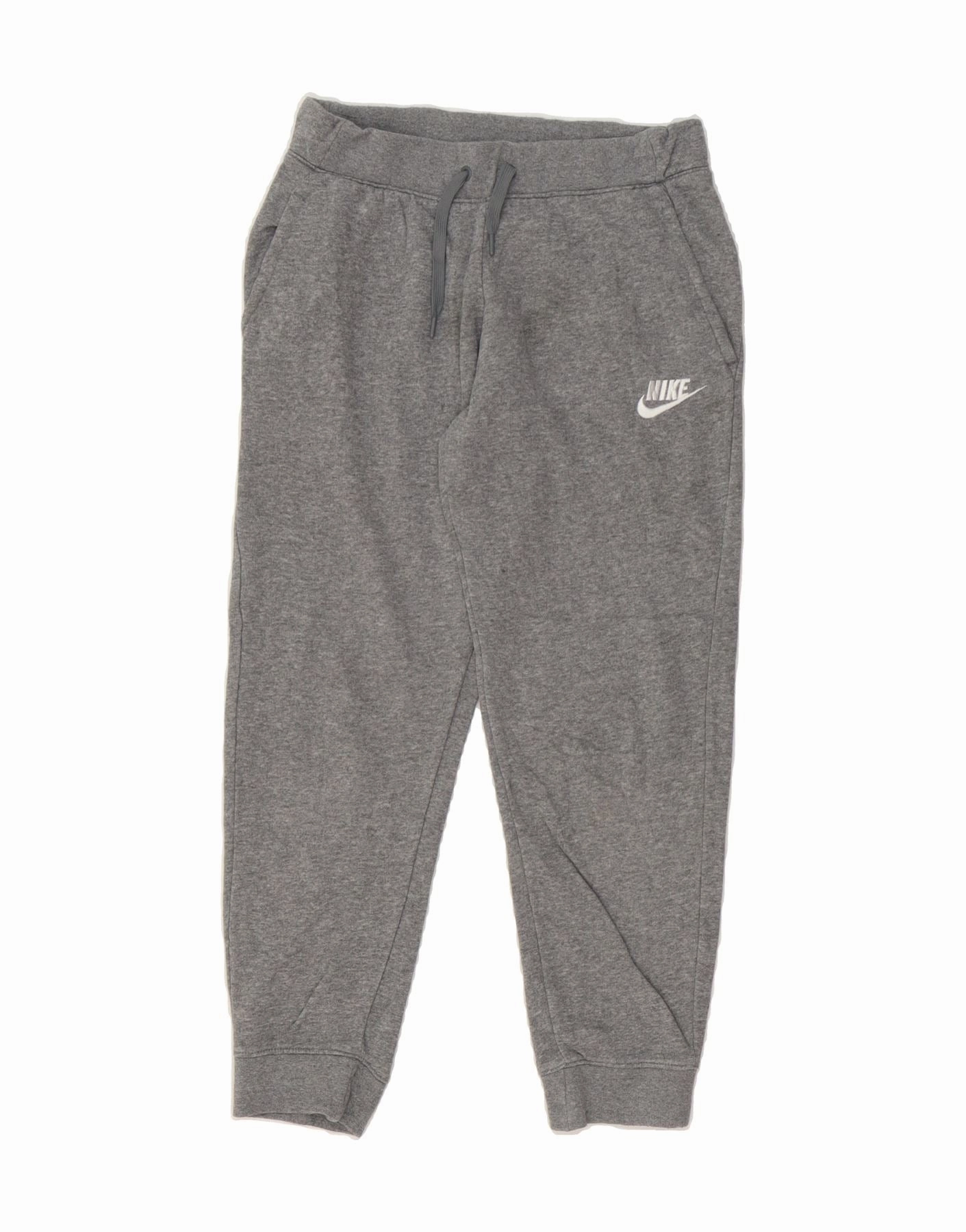 NIKE Boys Tracksuit Trousers Joggers 12-13 Years Large Grey Cotton