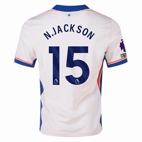 Nike Chelsea Nicolas Jackson Away Jersey w/ EPL   No Room For Racism Patches 24/25 (Guava Ice/Rush Blue)