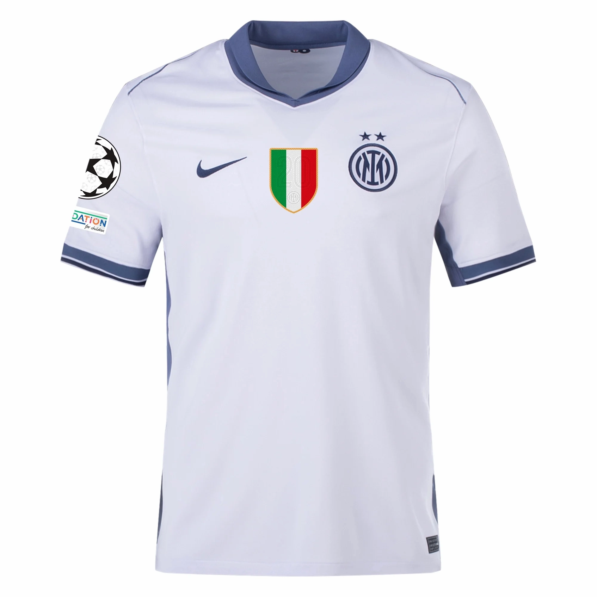 Nike Inter Milan Nicolò Barella Away Jersey w/ Champions League   Scudetto Patch 24/25 (Summit White/Iris Whisper)