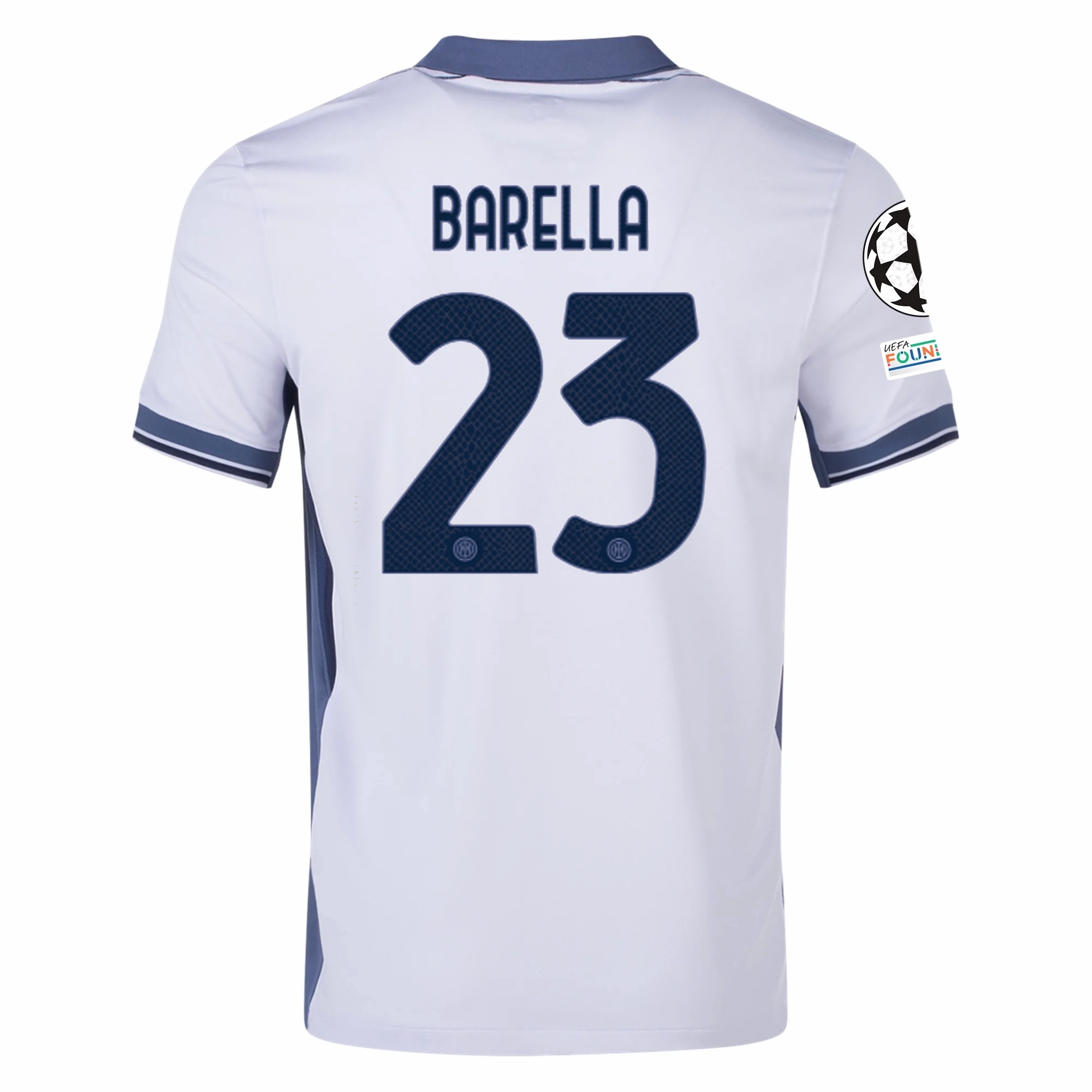 Nike Inter Milan Nicolò Barella Away Jersey w/ Champions League   Scudetto Patch 24/25 (Summit White/Iris Whisper)