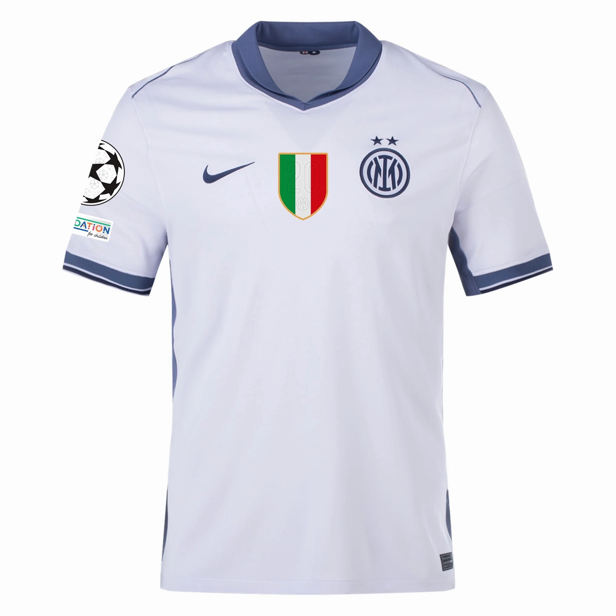 Nike Inter Milan Stefan de Vrij Away Jersey w/ Champions League   Scudetto Patch 24/25 (Summit White/Iris Whisper)