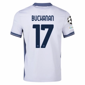 Nike Inter Milan Tajon Buchanan Away Jersey w/ Champions League   Scudetto Patch 24/25 (Summit White/Iris Whisper)