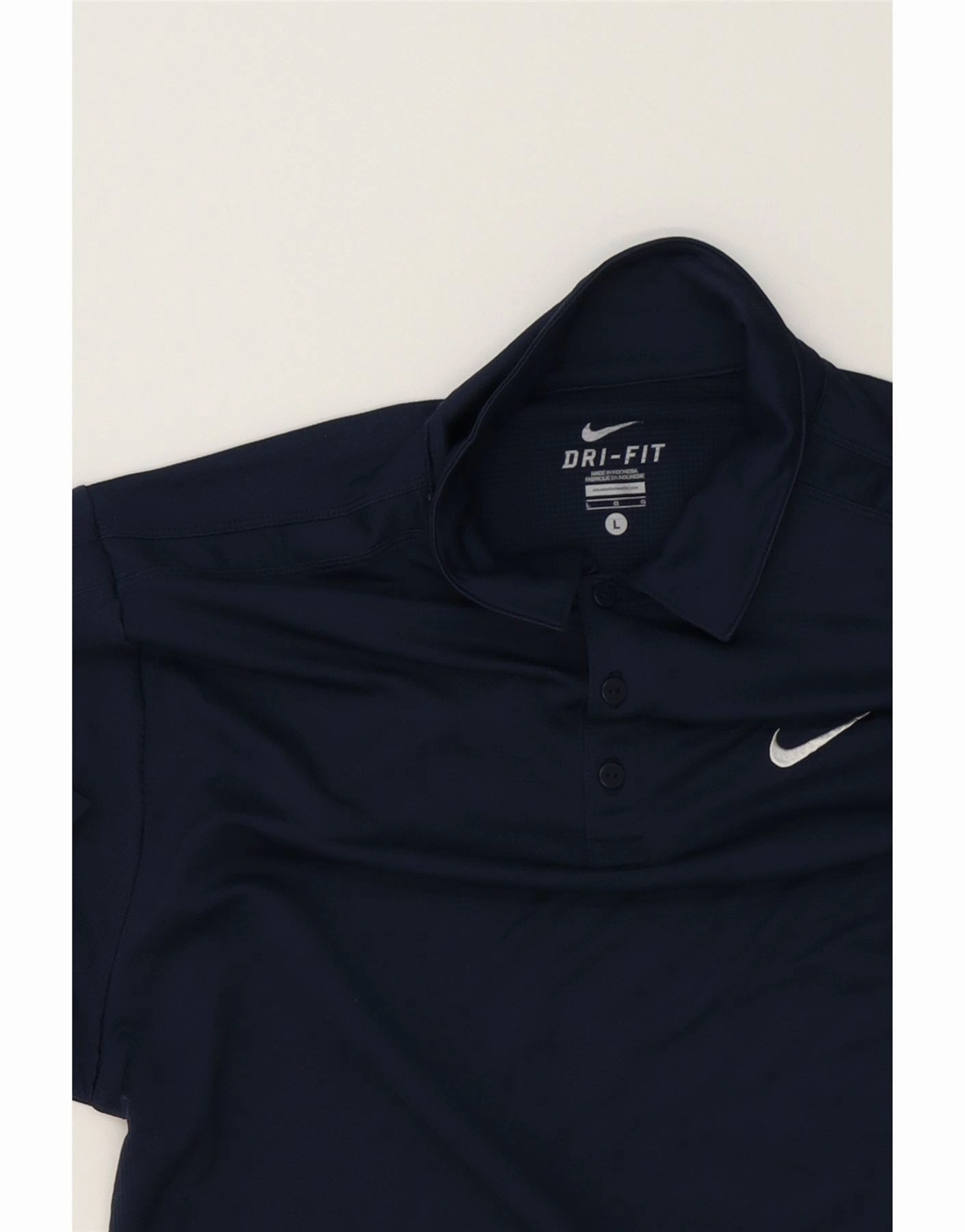 NIKE Mens Dri Fit Polo Shirt Large Navy Blue Polyester