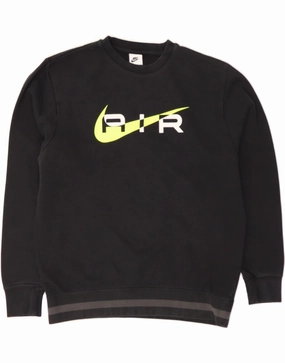 NIKE Mens Graphic Sweatshirt Jumper Medium Black Cotton