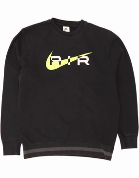 NIKE Mens Graphic Sweatshirt Jumper Medium Black Cotton