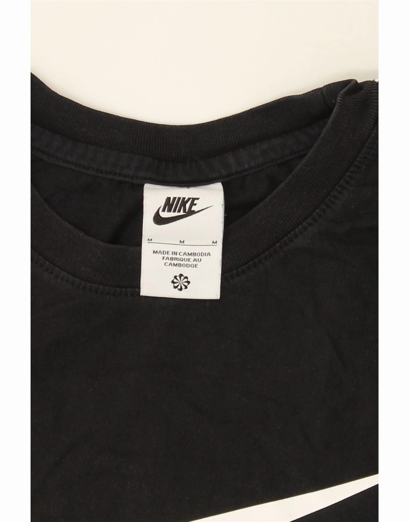 NIKE Mens Graphic T-Shirt Top Medium Black Cotton