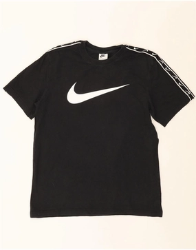 NIKE Mens Graphic T-Shirt Top Medium Black Cotton
