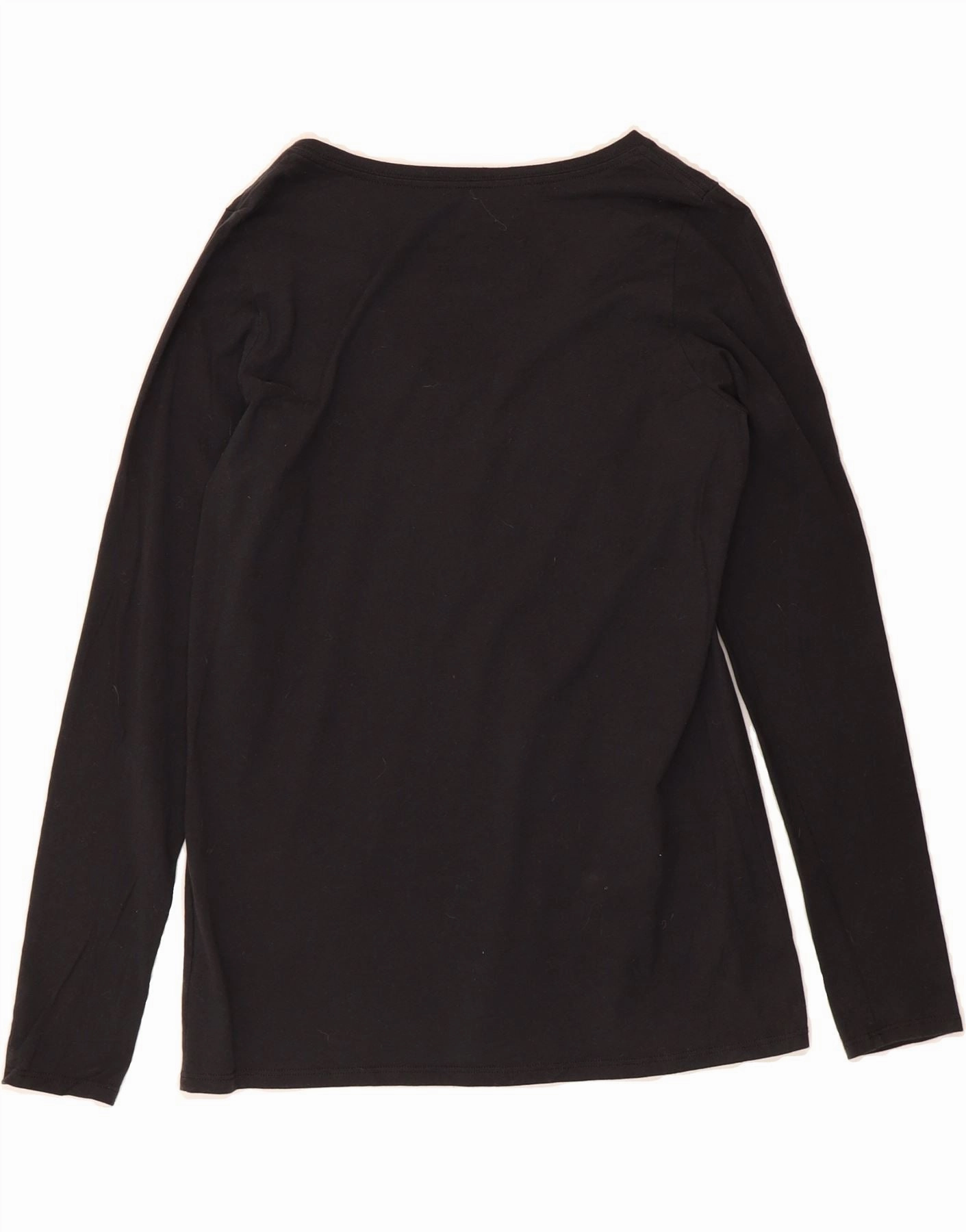 NIKE Womens Athletic Cut Graphic Top Long Sleeve UK 14 Large Black Cotton