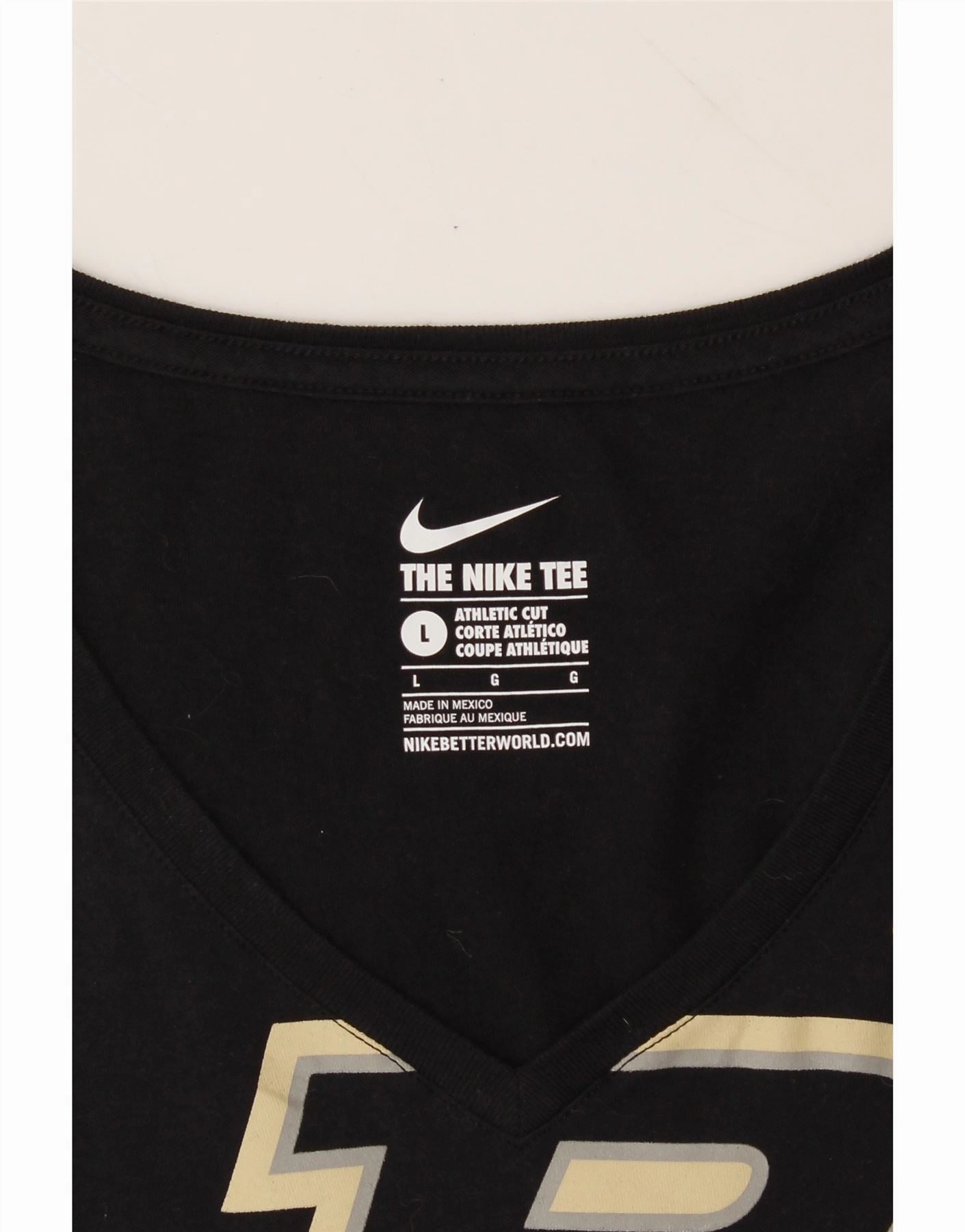 NIKE Womens Athletic Cut Graphic Top Long Sleeve UK 14 Large Black Cotton