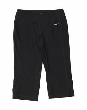 NIKE Womens Dri Fit Capri Leggings UK 12/14 Medium  Black Polyester