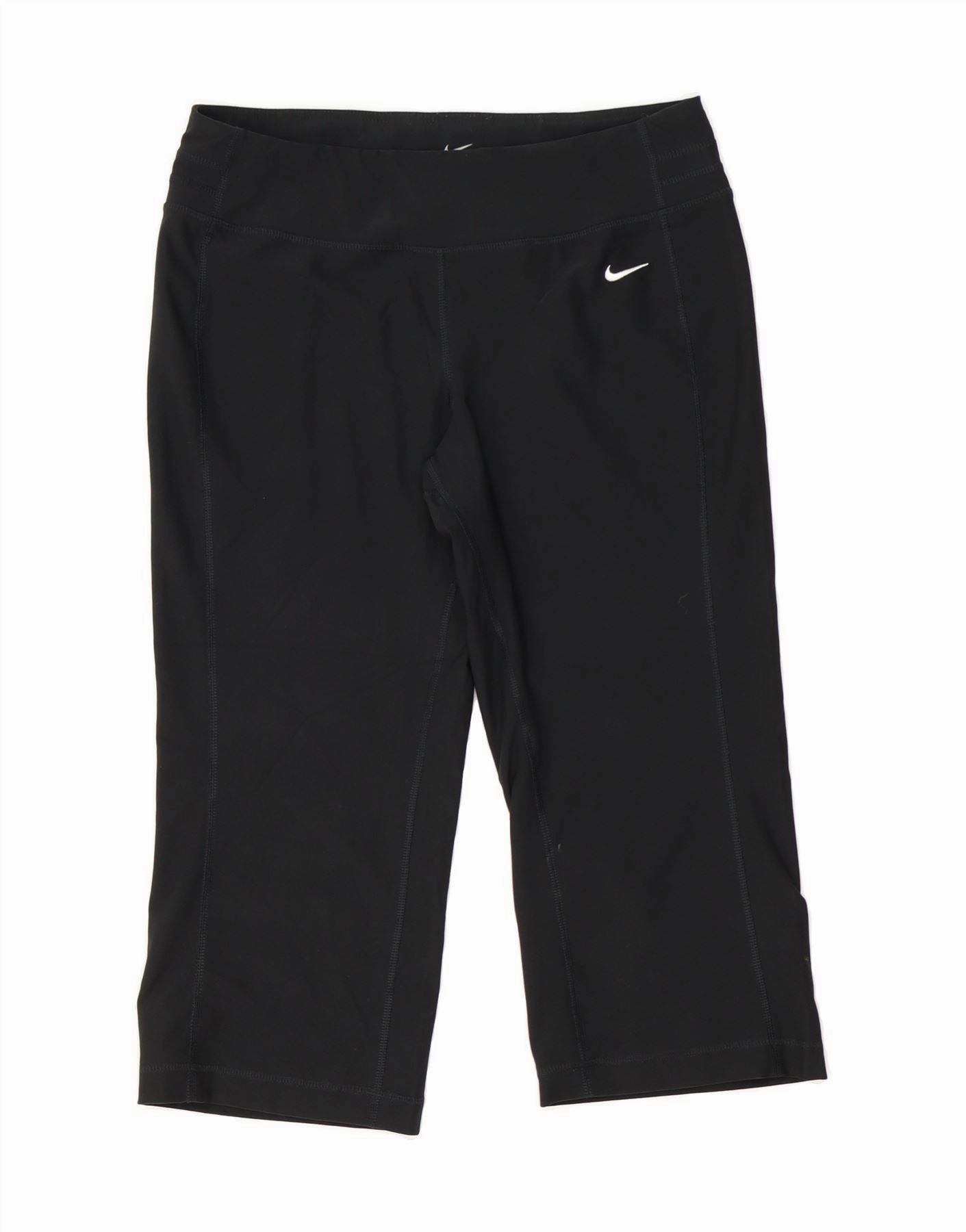 NIKE Womens Dri Fit Capri Leggings UK 12/14 Medium  Black Polyester