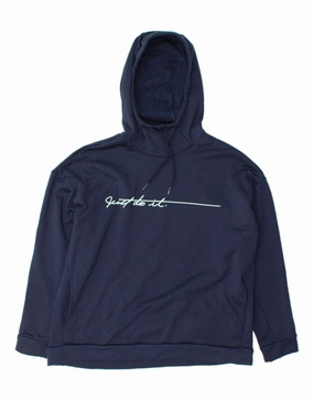 NIKE Womens Graphic Oversized Hoodie Jumper UK 16 Large Navy Blue