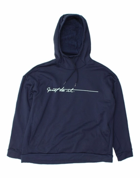 NIKE Womens Graphic Oversized Hoodie Jumper UK 16 Large Navy Blue