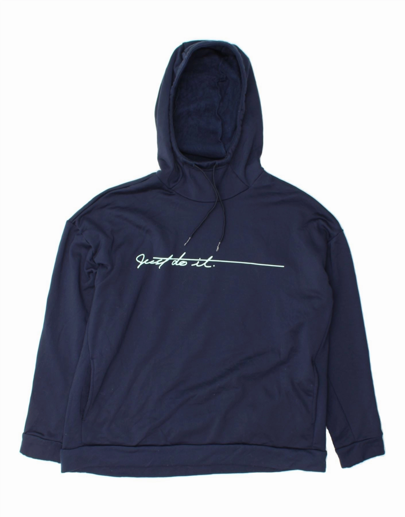 NIKE Womens Graphic Oversized Hoodie Jumper UK 16 Large Navy Blue