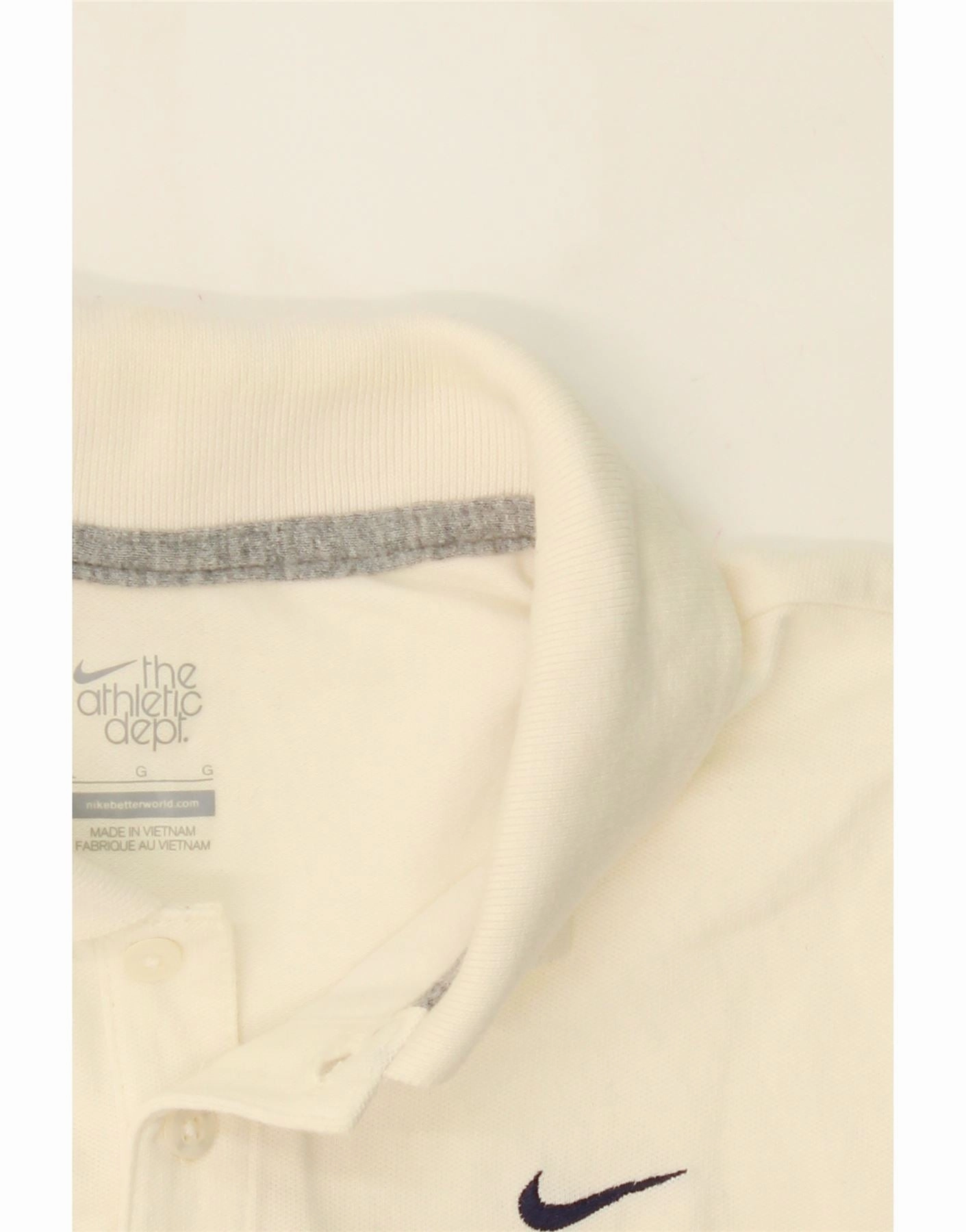 NIKE Womens Polo Shirt UK 14 Large White Striped Cotton