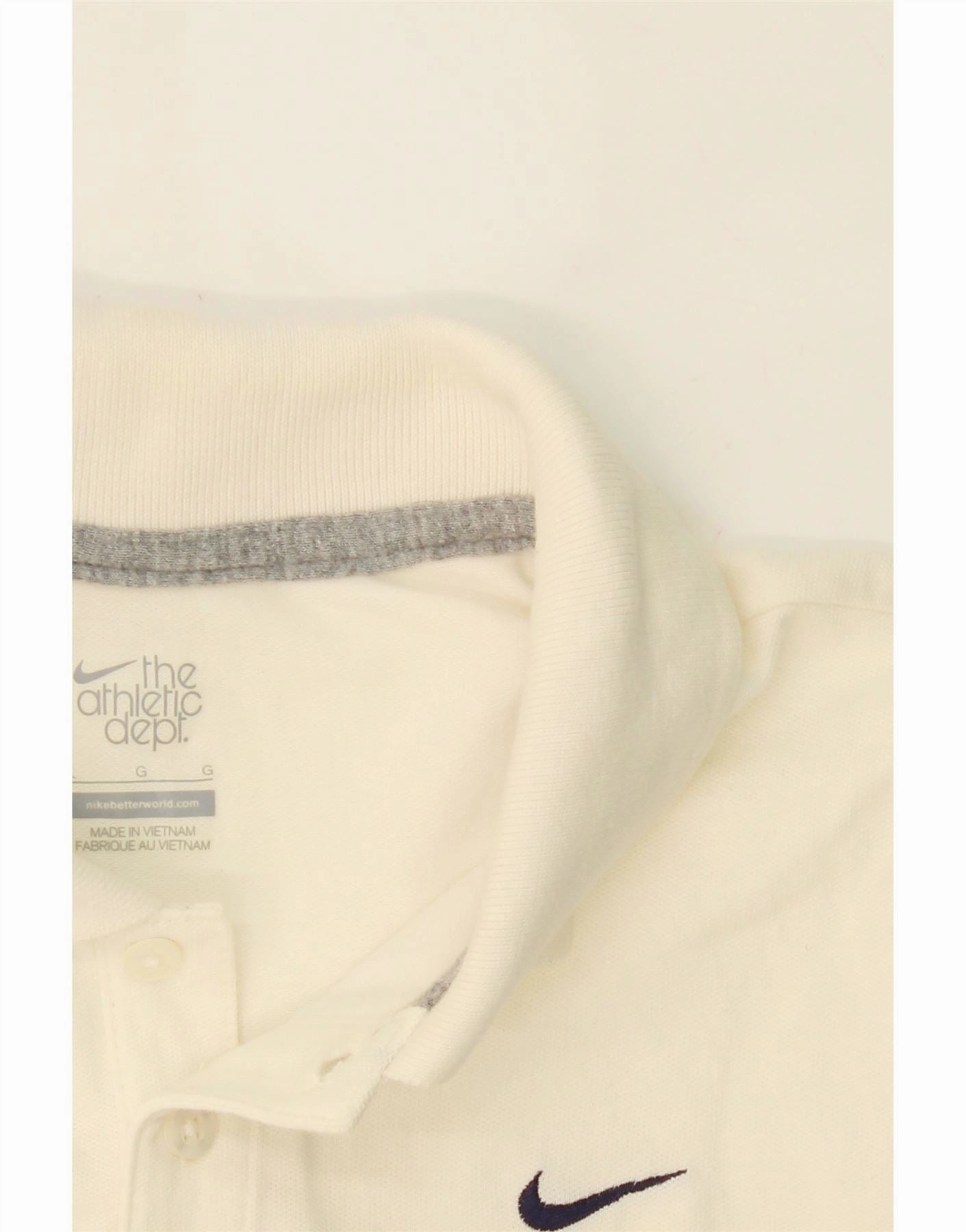 NIKE Womens Polo Shirt UK 14 Large White Striped Cotton