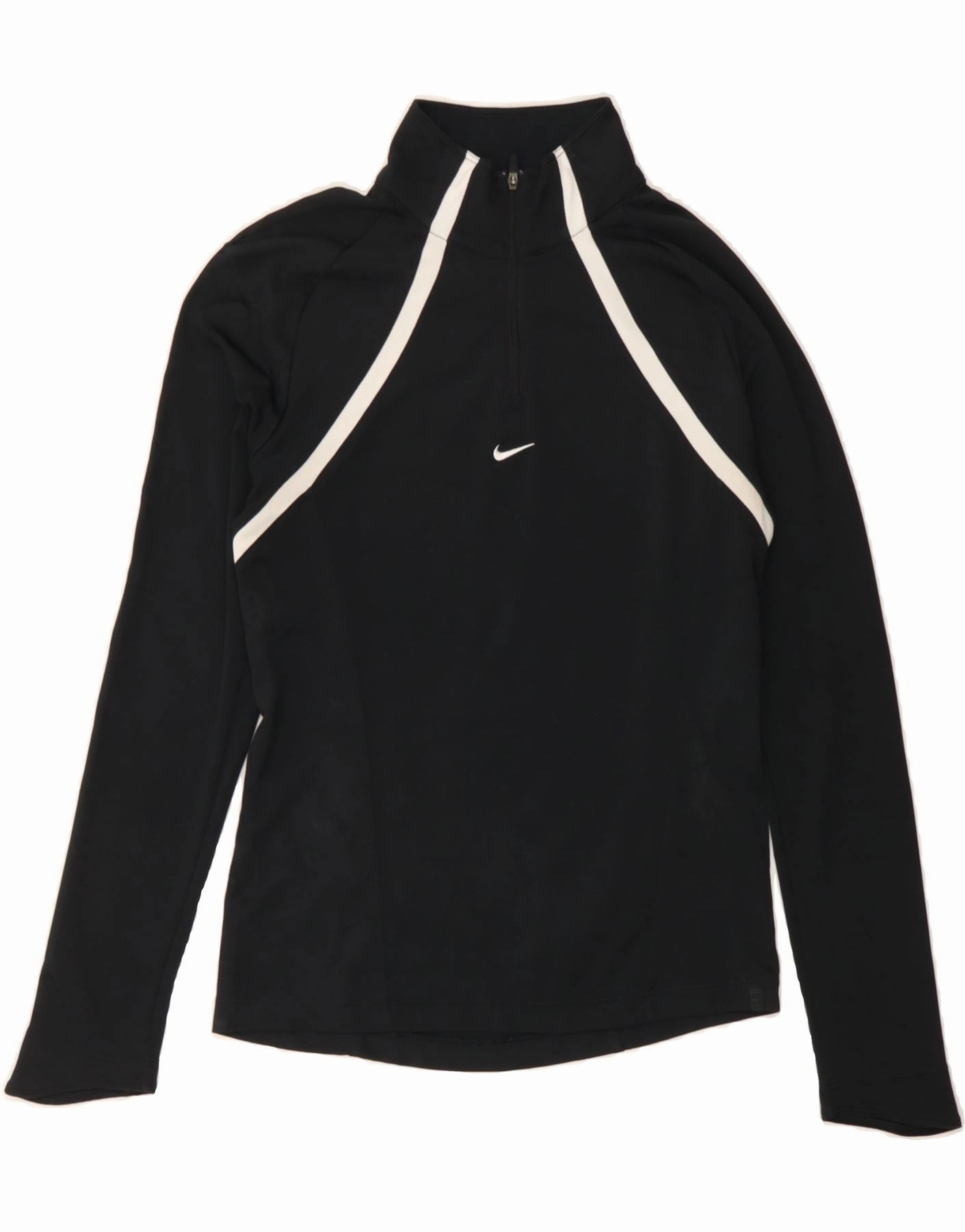 NIKE Womens Zip Neck Pullover Tracksuit Top UK 8/10 Small Black Polyester