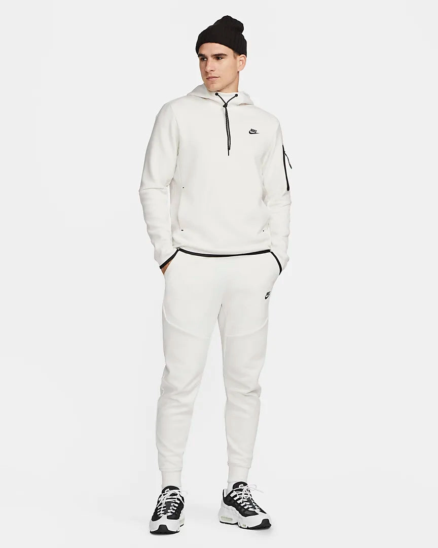 Pantalon jogging Nike Tech Fleece - Blanc/Noir