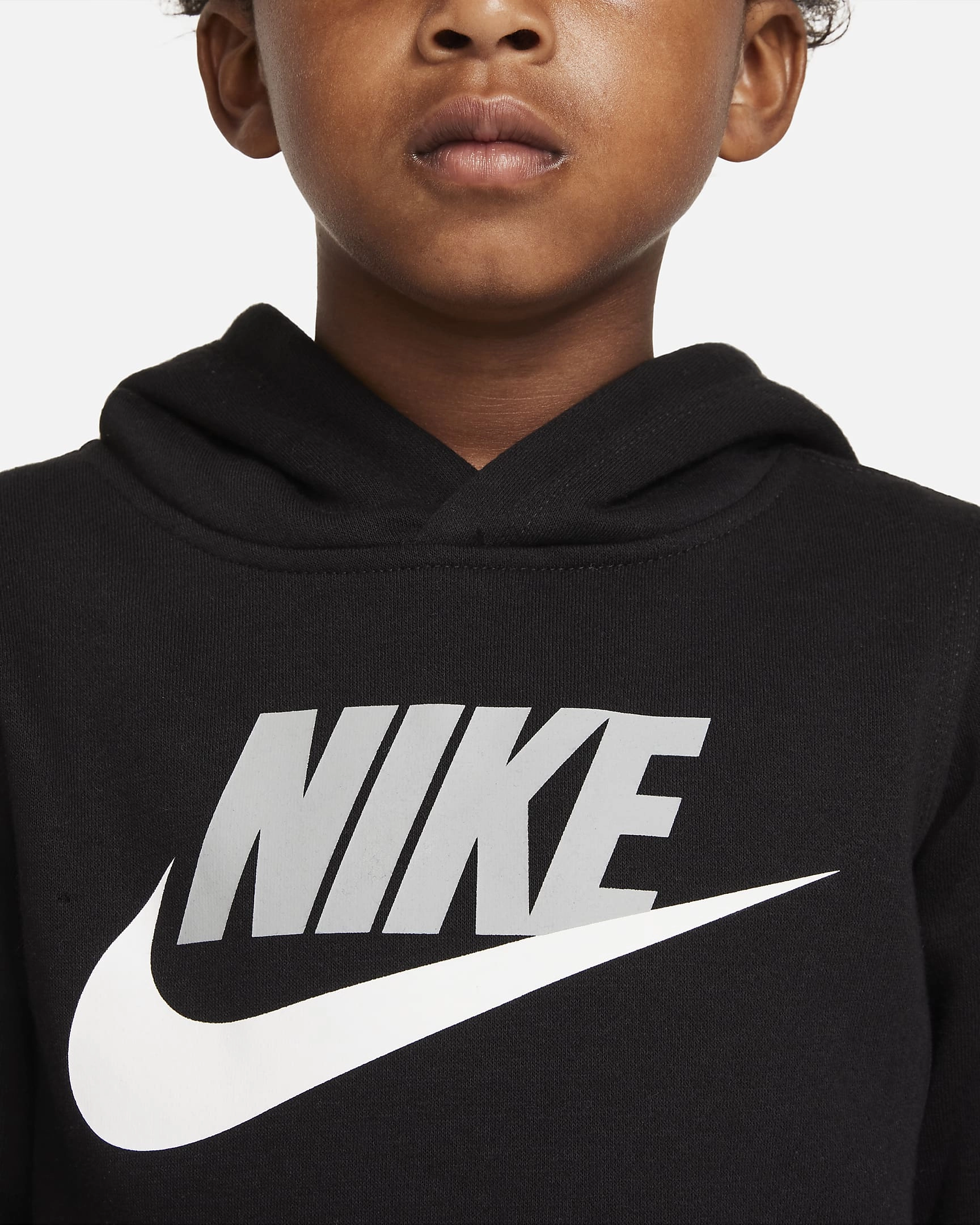 Sweat Nike Club Fleece Enfant - Noir/Blanc/Gris