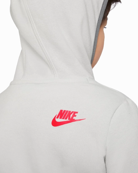 Sweat Nike Sportswear Ampliffy Enfant - Blanc/Gris/Rouge