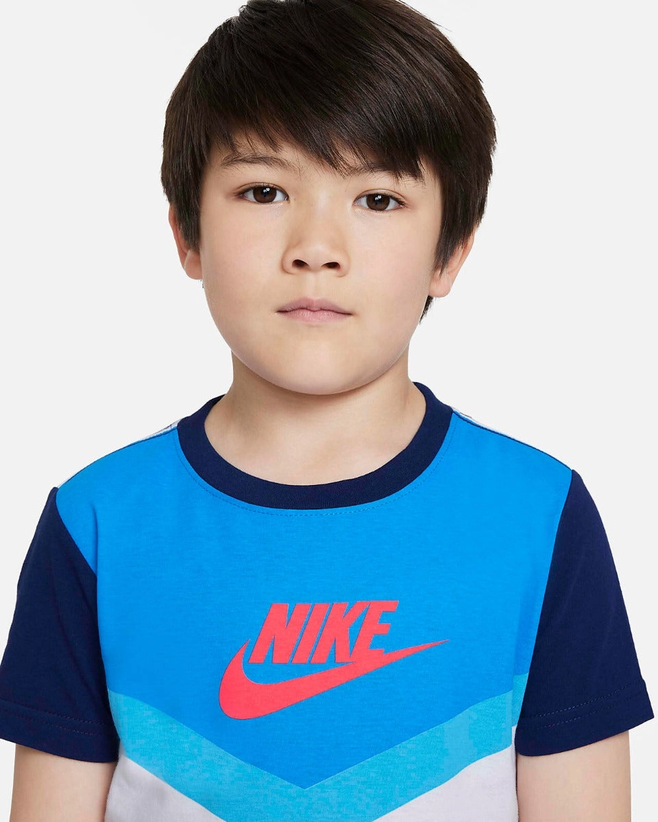 T-Shirt Nike Futura Enfant - Bleu/Blanc