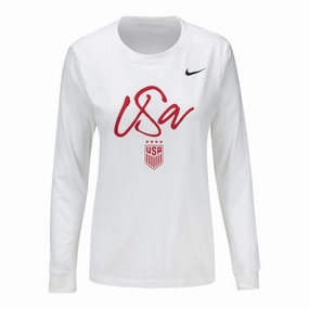 Women's Nike USWNT Script White Long Sleeve Tee