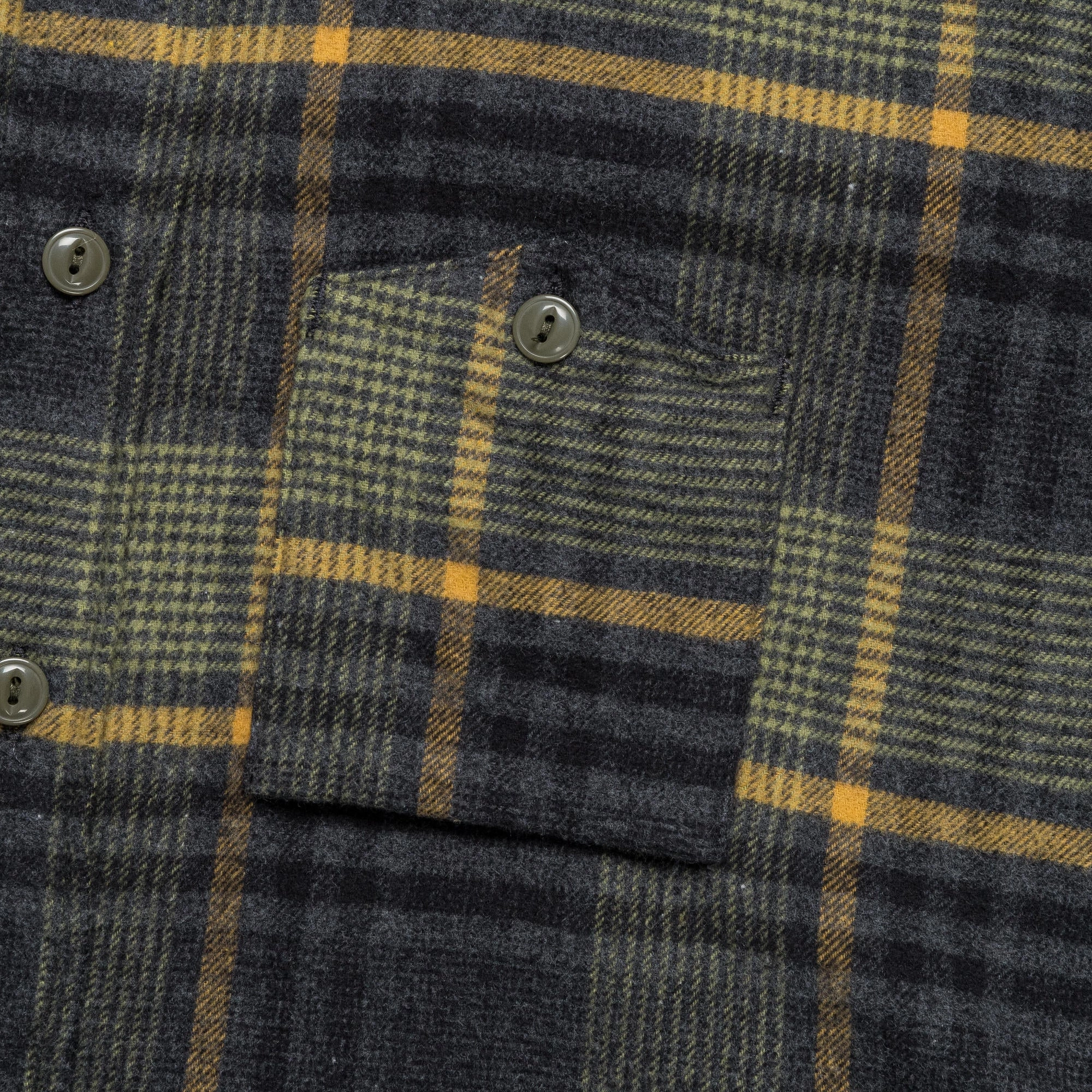 Work Shirt - Yellow/Grey Cotton Plaid Flannel