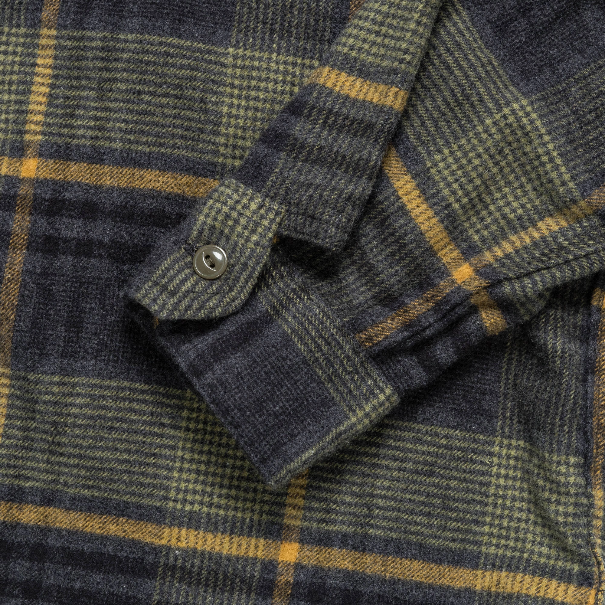 Work Shirt - Yellow/Grey Cotton Plaid Flannel