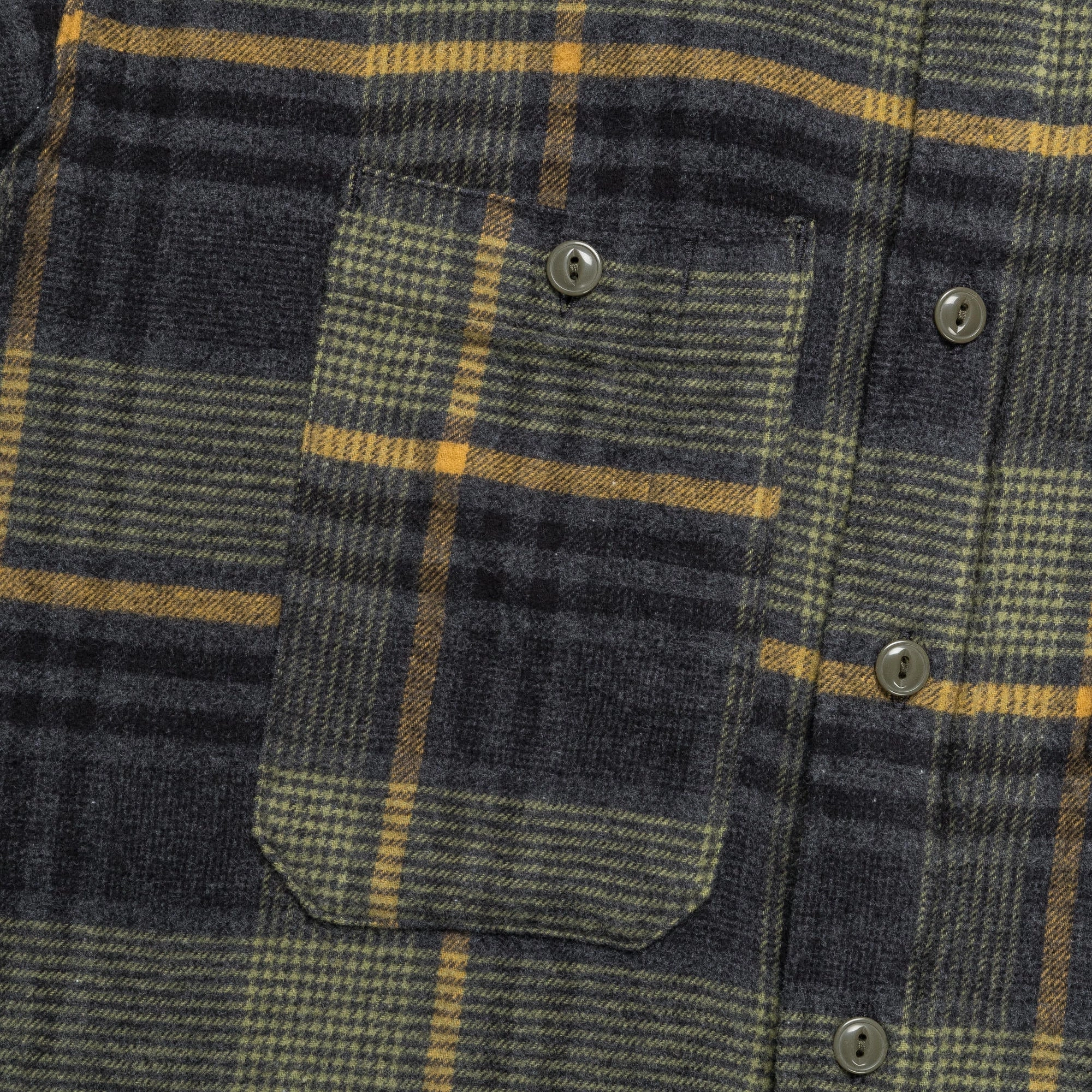 Work Shirt - Yellow/Grey Cotton Plaid Flannel